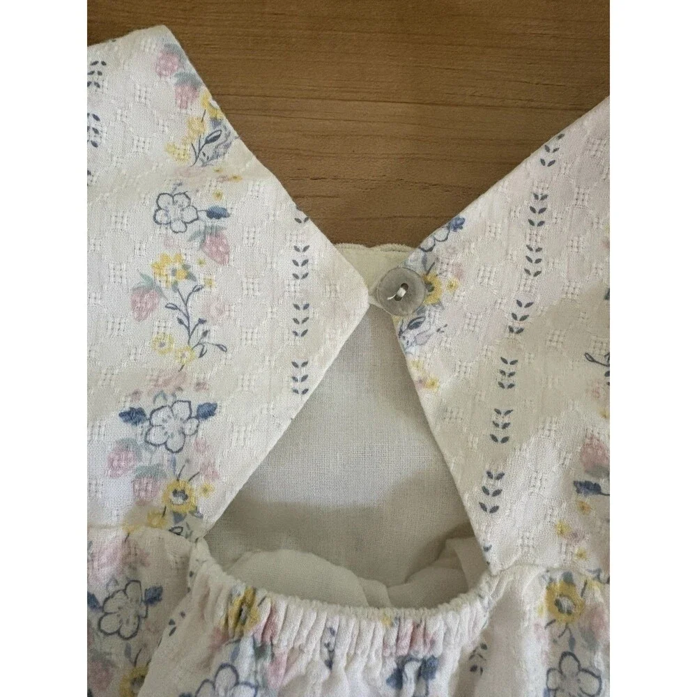 Tommy Bahama Baby Girls 6-9M Cotton Floral Knit Romper Sleeveless Lace